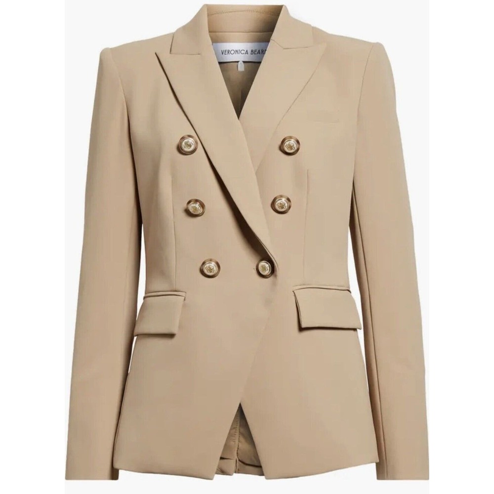 VERONICA BEARD Miller Double Breasted Dickey Jacket In Khaki
